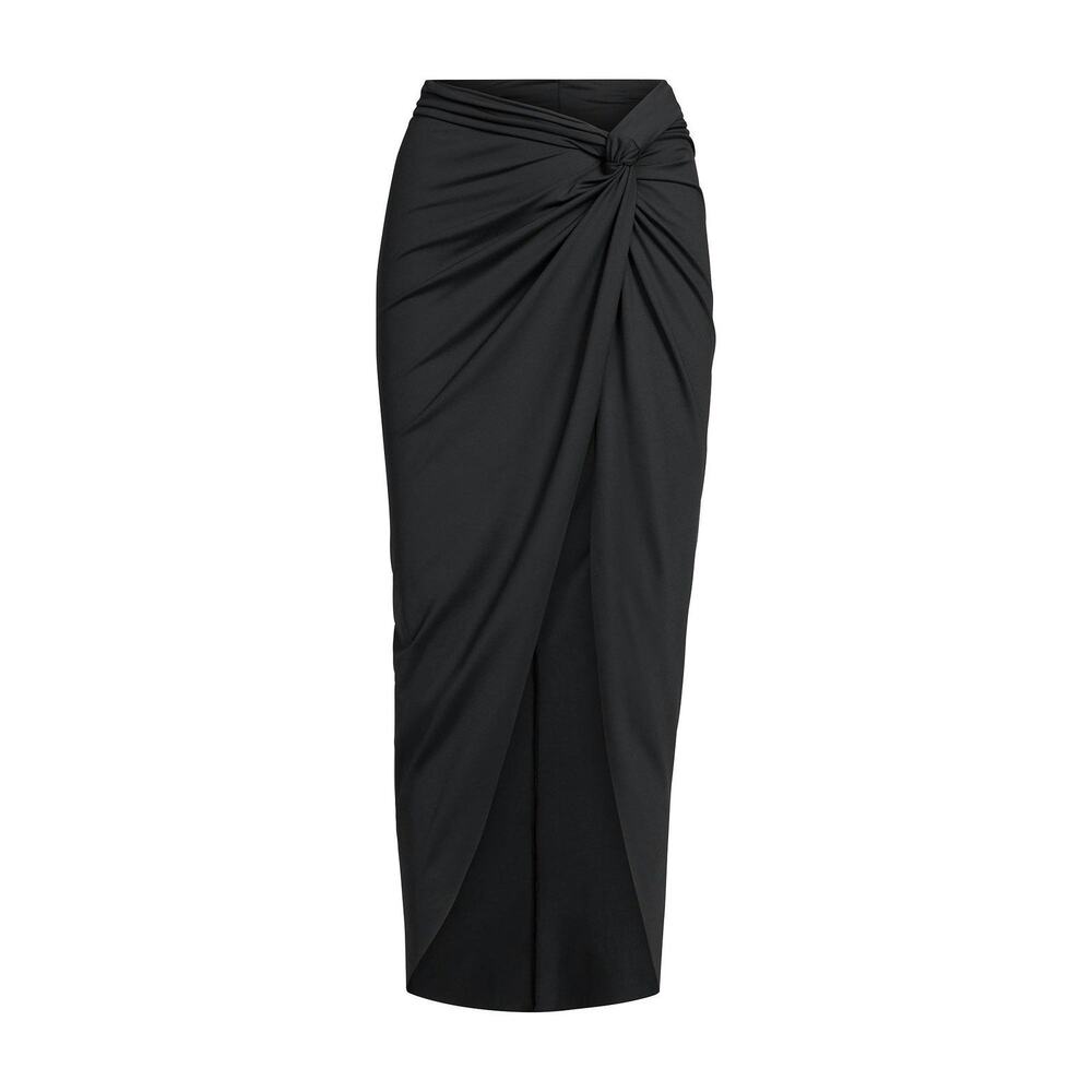SKIMS Swim Drape-Knot Sarong Skirt - S - Black